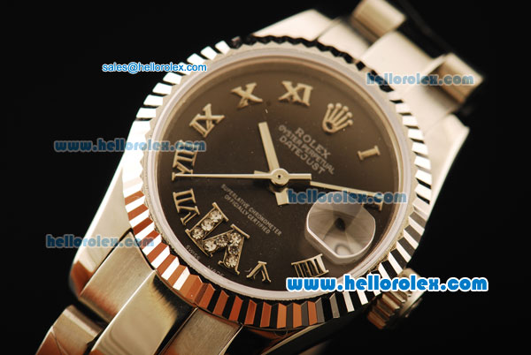 Rolex Datejust Automatic Movement Full Steel with ETA Coating Case with Chocolate Dial - Click Image to Close